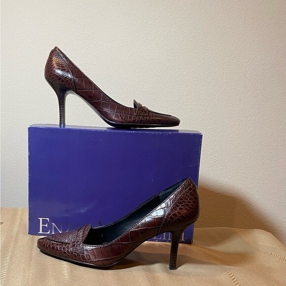 NIB Vintage Enzo Angiolini Alligator Pattern Leather shoes. Brown.  Size 6 - Picture 2 of 10